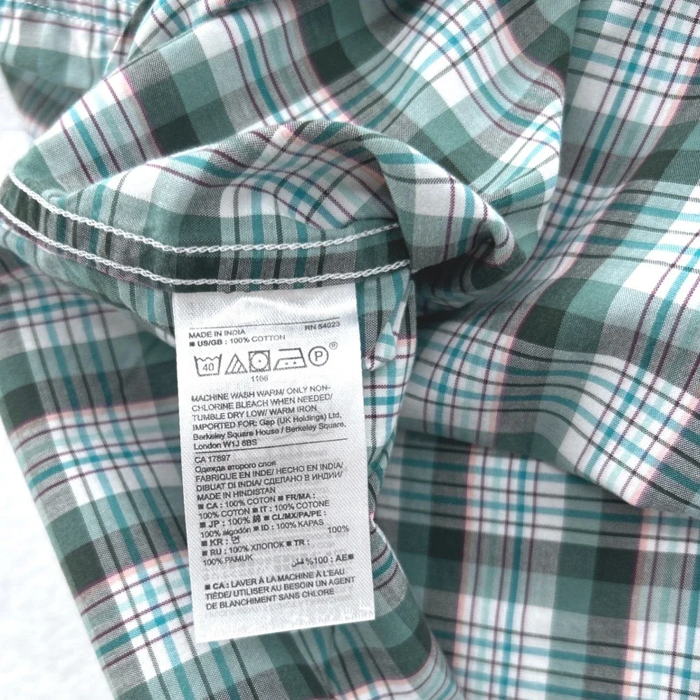 Banana Republic Mens Camden Fit Shirt M Green‎ Plaid Custom 078 Wash Button Down